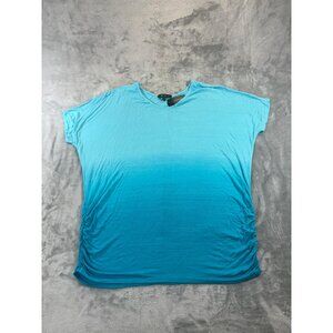 Lane Bryant Blouse Women's 14/16 Blue Ombre rusched top NWT
